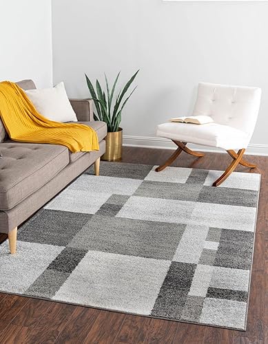 Unique Loom Colección Otoño Alfombra Providence (5 pies 3 pulgadas x 8 pies, rectangular, grismarfil)