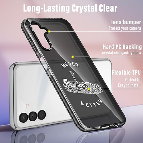 Miniatura 4 de Toycamp Funda para teléfono Galaxy A54 0.18 oz con soporte para anillo de dibujos animados y esqueleto acostado, diseño de calavera para hombres,