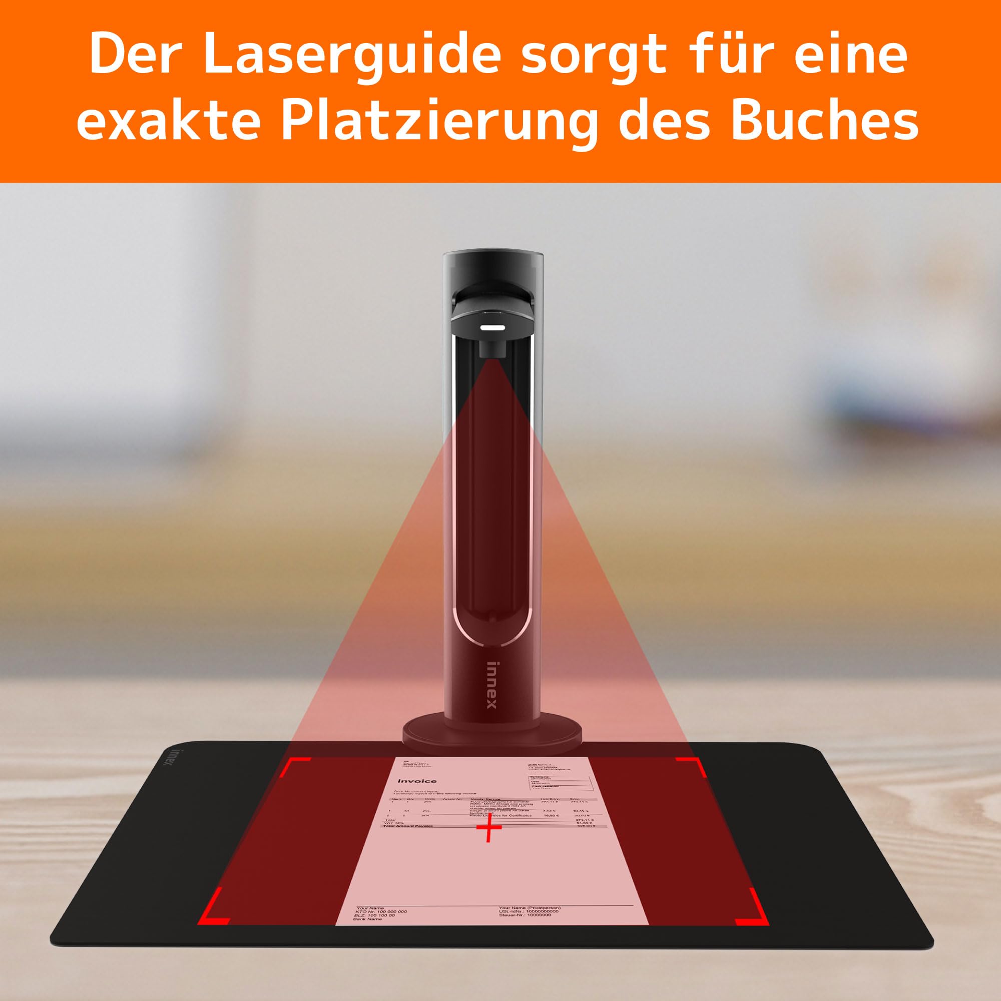 Innex DS200 USB Buchscanner, 26MP, A3-Dokumentenscan, OCR 120+ Sprachen, Auto-Glättung & Begradigung, Fingerentfernung, Mikro & LED, Handtaste & Fußpedal, Win/MacOS