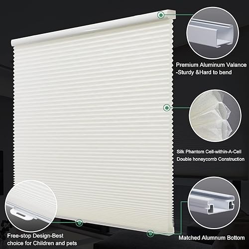 Miniatura 3 de Persianas celulares de seda fantasma de tamaño personalizado, persianas celulares de seda en celda, ahorro de energía, filtrado de luz, aislamiento
