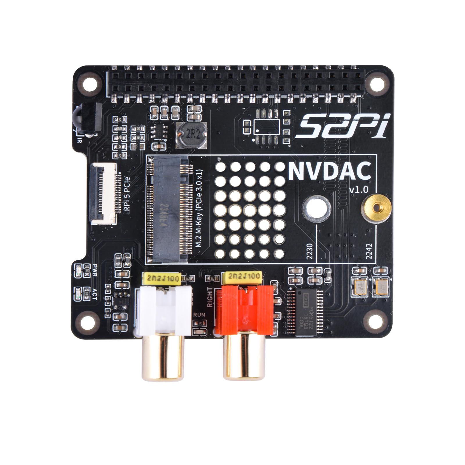 GeeekPi NVDAC PCIe to NVMe SSD Hat and DAC + Standard, HiFi DAC for Raspberry Pi 5 (SSD and Pi5 Board are not included)