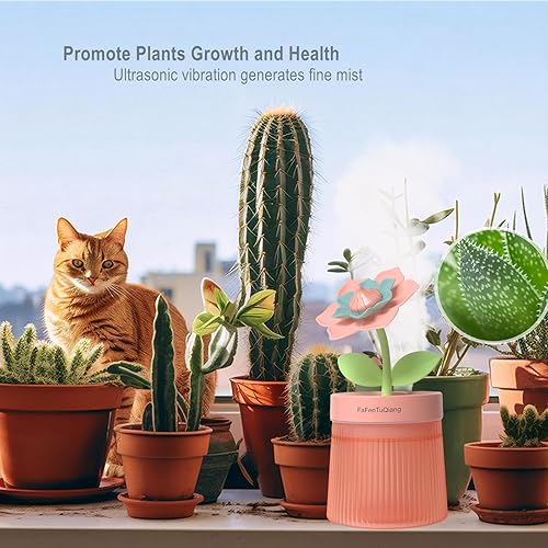 Miniatura 2 de Bedroom Mini Humidifier Cute, Auto Shut Off 260ml With Flower, Cool Mist, 7 Colors Night Light, Quiet, Portable Ultrasonic Essential Oil Diffuser