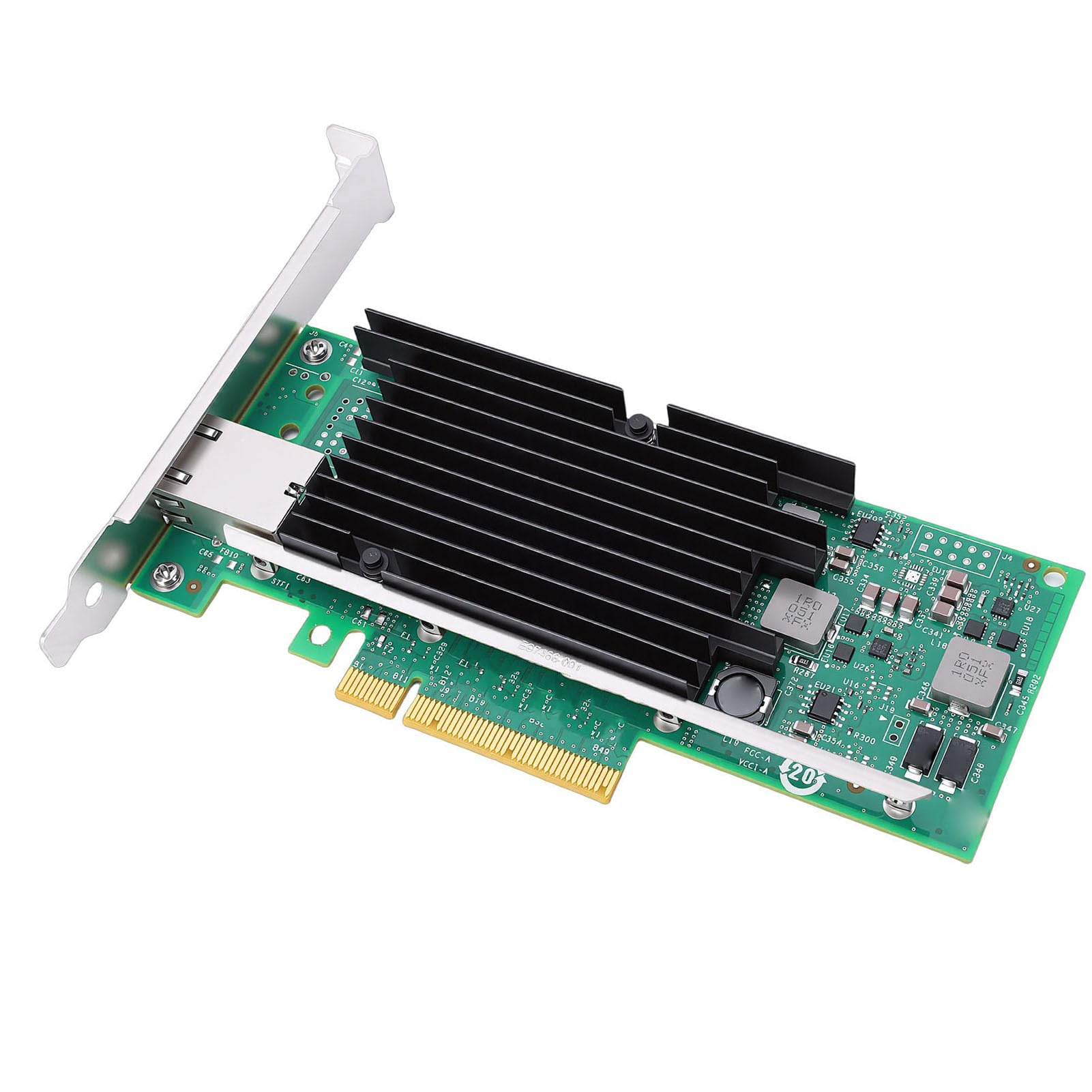 Fockety Scheda di Rete da 10 Gb, Controller X540-T1 Tecnologia Intelligent Offload Adattatore Ethernet PCIe 2.0 X8, Porta RJ45 100 MbE 1 GbE 10 GbE con Design di Dissipazione del Calore per i Dati