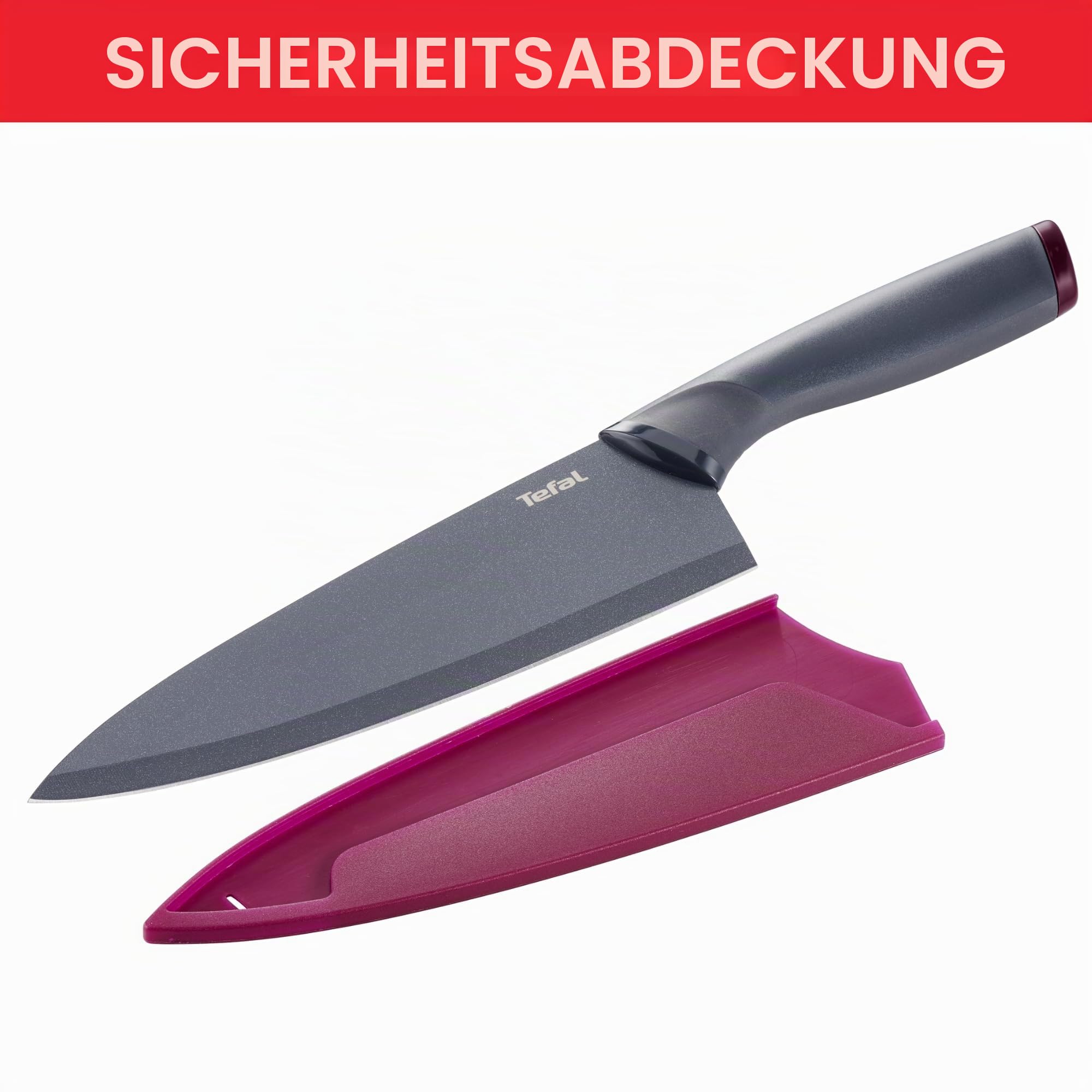 Tefal K12202 Fresh Kitchen Kochmesser 20 cm | Klinge aus Edelstahl mit titanverstärkter Antihaftbeschichtung | ergonomischer Griff… – Ansicht 3