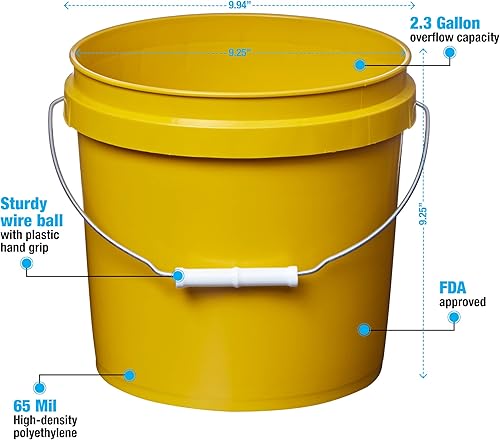 Miniatura 10 de Consolidated Plastics Cubos de grado alimenticio de 2 galones y tapa blanca de sellado Gamma, almacenamiento de recipientes sin BPA, cubos de HDPE