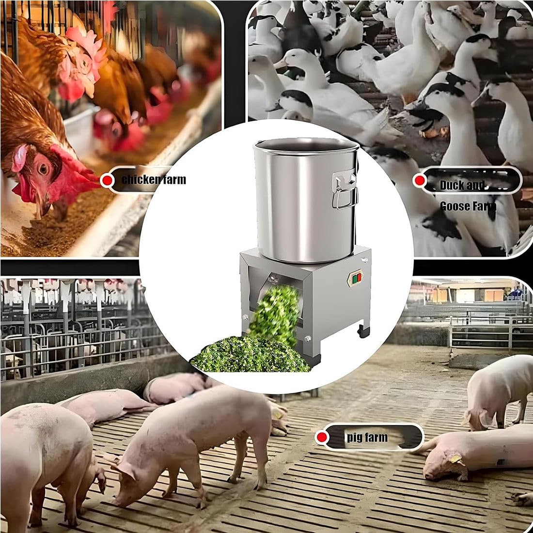 Hachoir à Légumes électrique Professionnel à 4 Lames, Robot Culinaire Robuste, Broyeur en Acier Inoxydable De 1800 W, pour La Préparation D'aliments pour Volailles Et Animaux
