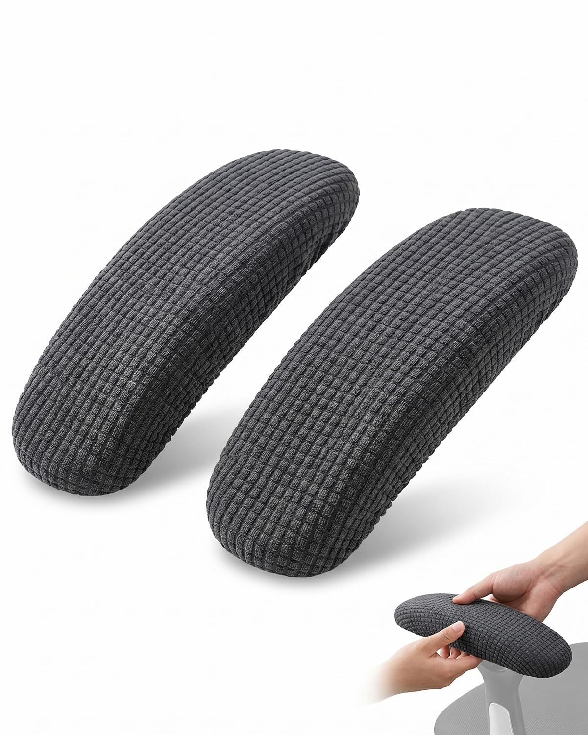 Fundas Reposabrazos Silla Oficina, 2 Piezas, Elásticas y Lavables, Gris. Protección y Confort para Sillas de Escritorio y Gaming.