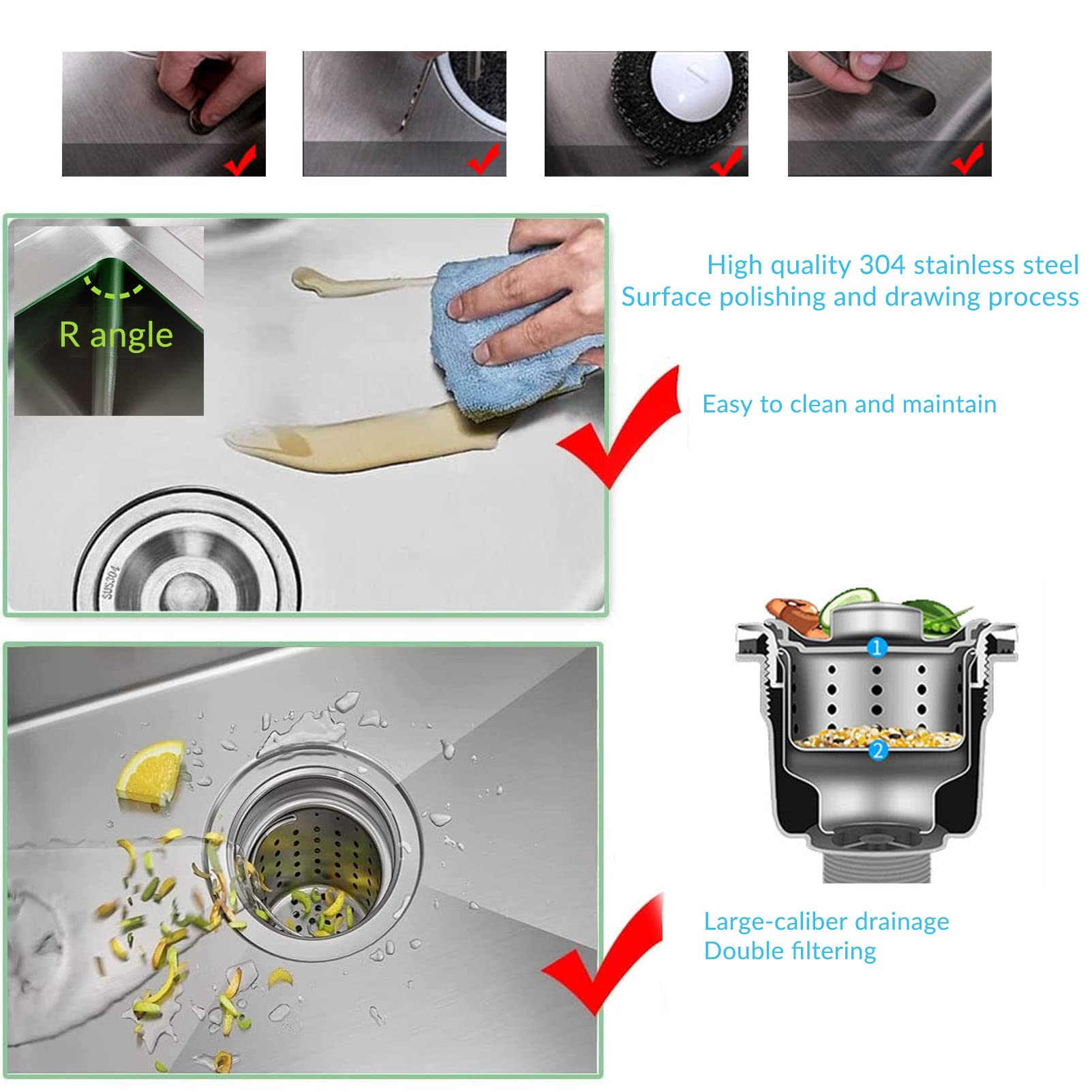 Lavabo da Esterno autoportante per Uso Commerciale, Ideale per Lavanderia, Garage Industriale, Ristorante o Officina, con alzatina.