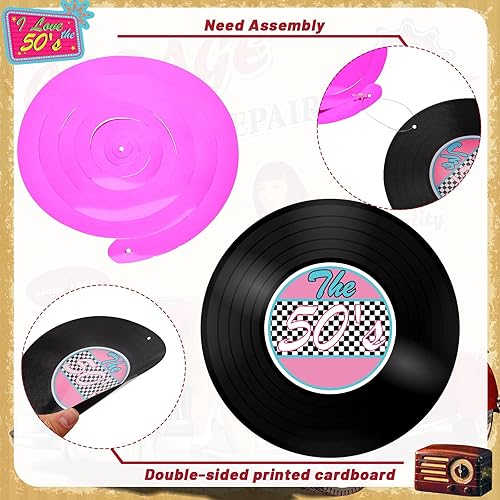 Miniatura 4 de 30 piezas de decoraciones de fiesta de rock and roll de los años 50, Sock Hop de los años 50, suministros de fiesta temática de rock, suministros de