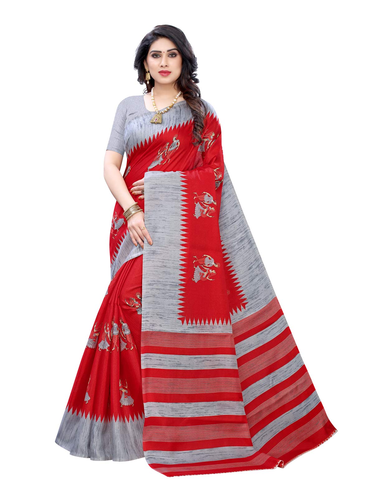 SIRIL Women's Khadi Silk Printed Saree with Blouse