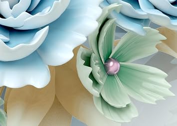 Murwall 3D Floral Wallpaper Blue Flower Wall Murals Lux Blossom Wall Print European Floral Home Decor Luxury Cafe Design