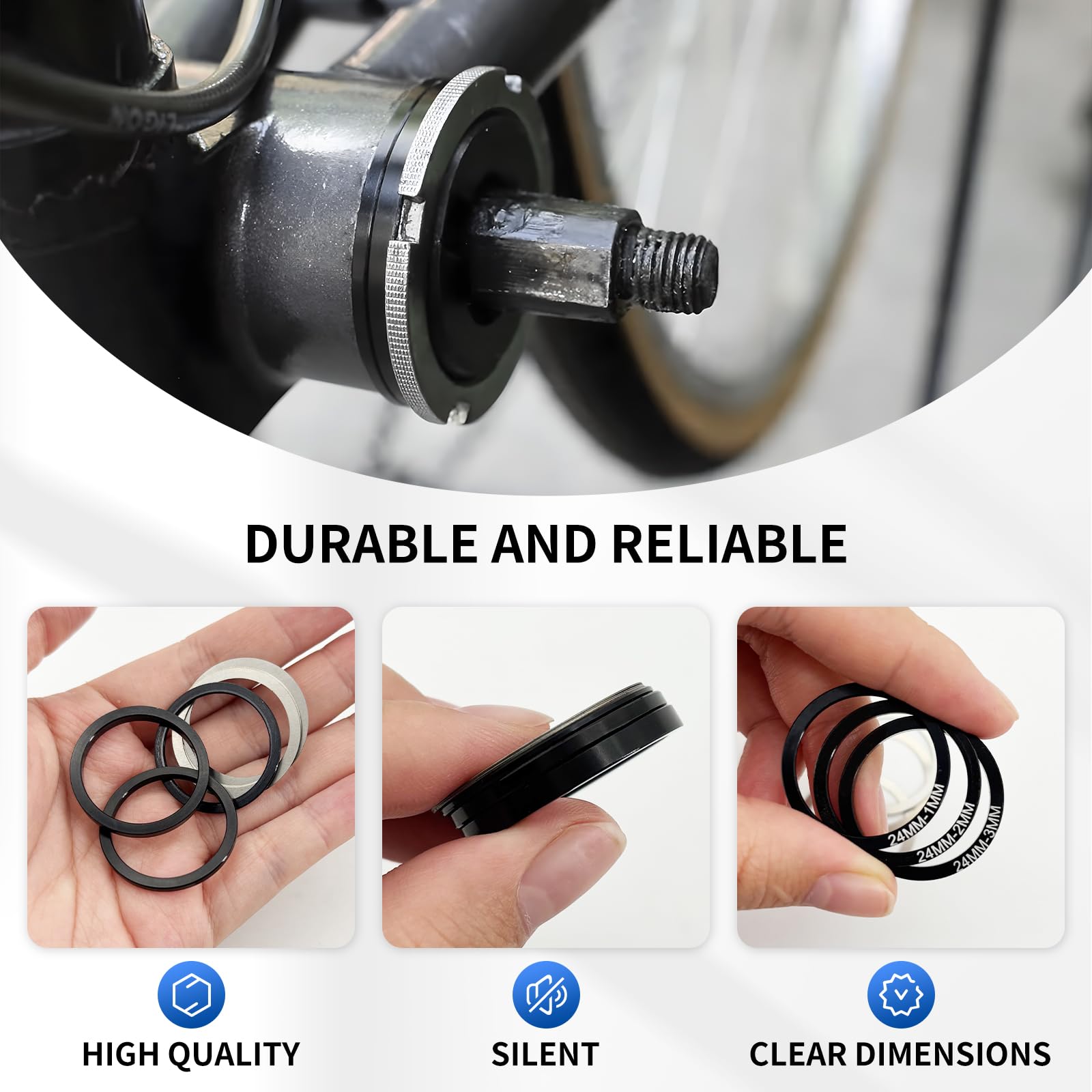 Set di 12 guarnizioni per cuscinetti a pedale per bicicletta, distanziatori interni, 24 mm, per BB86/91/92/BB30/PF30, accessorio ideale per manovella