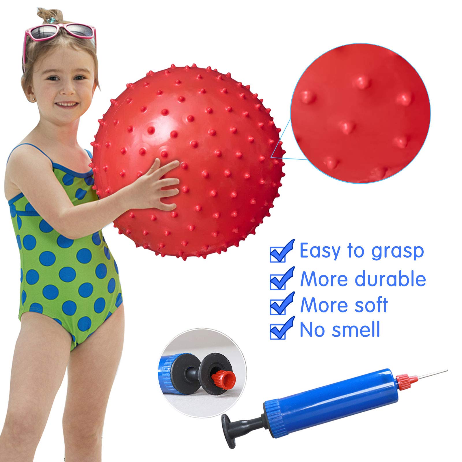 Soft Bouncy Balls 9 Inch Sensory Balls Toy and Spiky Massage Stress