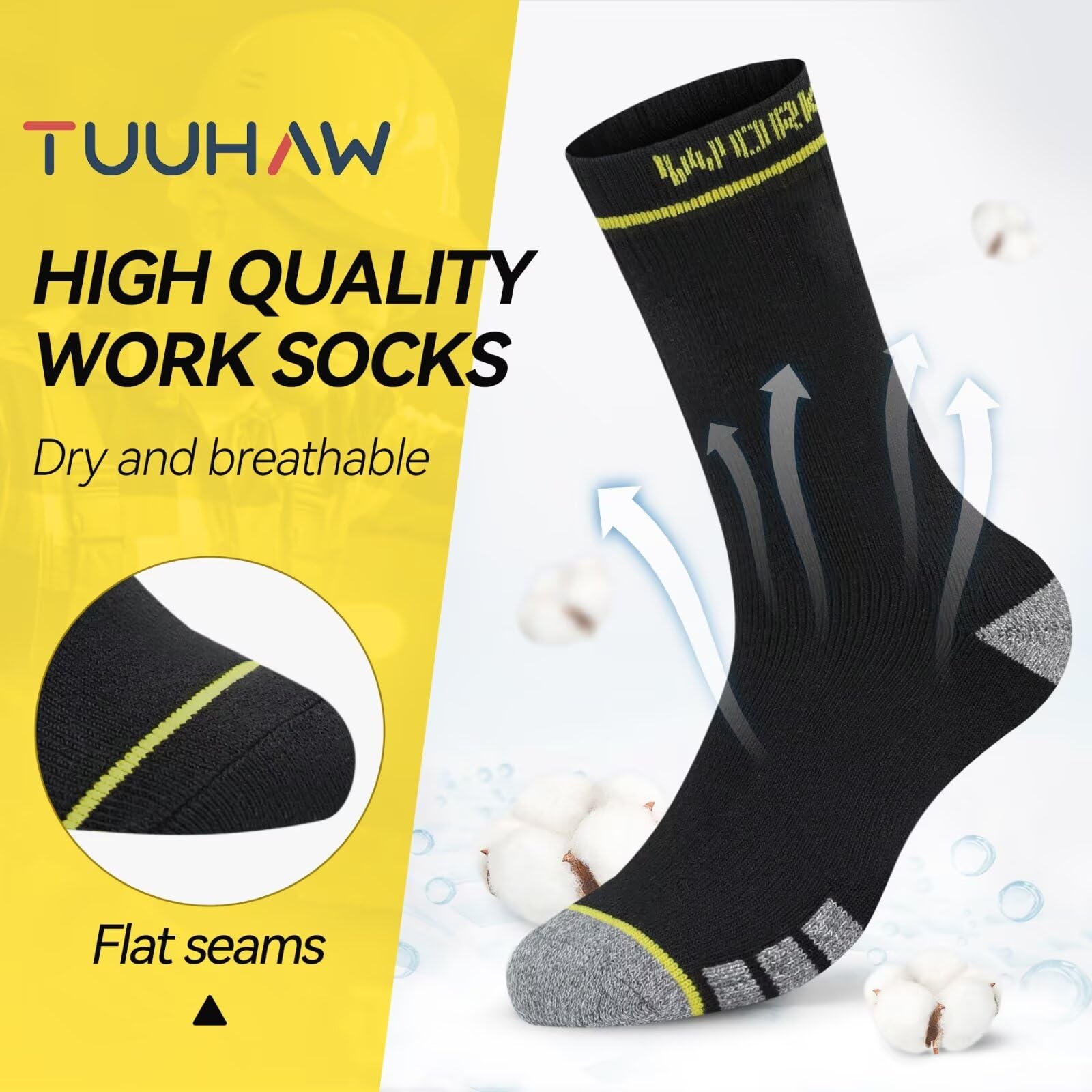 TUUHAW Calze da Lavoro Uomo 10 Paia Lunghe Calzini Uomo Donna Invernali Cotone Calzini Spugna Sportive Work Socks, OEKO-TEX Standard 100