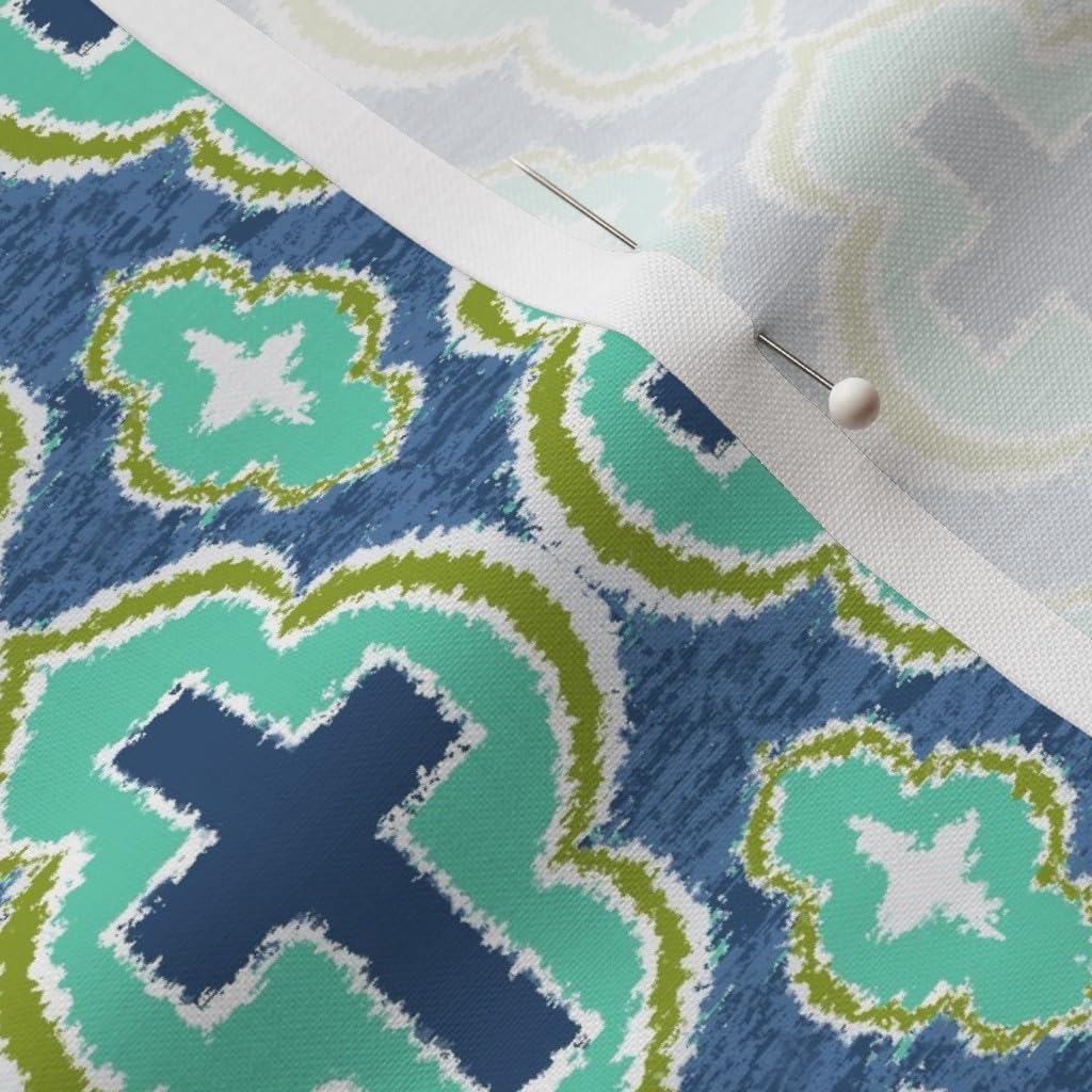Spoonflower Fabric - Christian Cross Blue Green Bible Church Printed on Petal Signature Cotton Fabric by The Yard - Sewing Quilting Apparel Crafts Decor