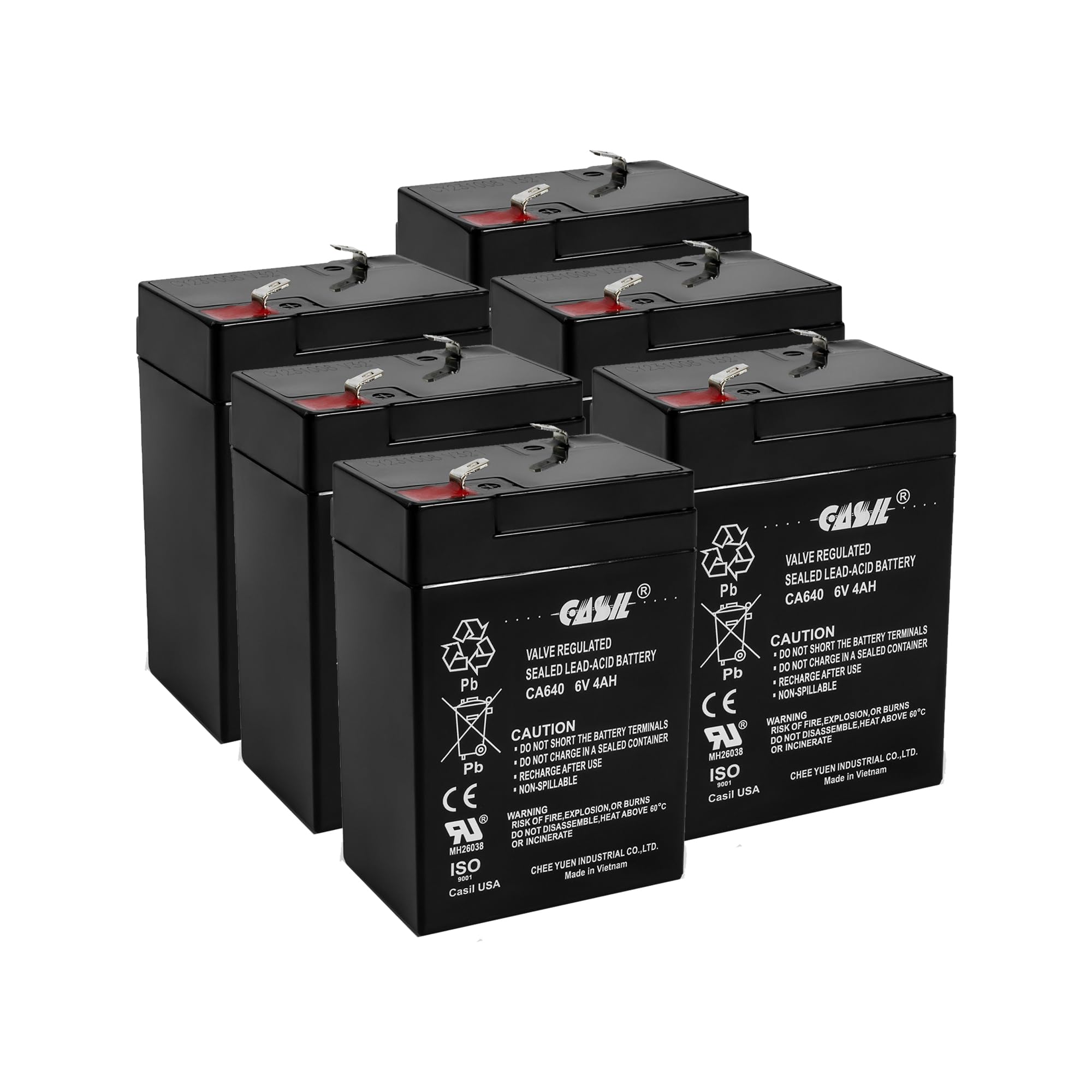 Casil 6V 4Ah Rechargeable Sealed Lead Acid Replacement Battery (CA640-6PC)