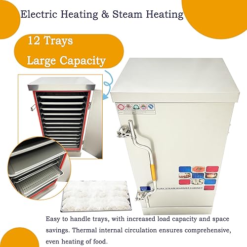 Miniatura 4 de EQCOTWEA Gabinete de vapor comercial Calentador de vapor de acero inoxidable 12 capas Cocina de vapor de mariscos Horno de vapor Calefacción y vapor