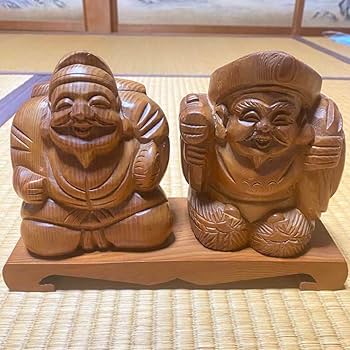 えびす様　木彫り　縁起物　大黒天　七福神 大黒天 大黒様 恵比寿様 恵比寿天 15cm 商売繁盛 神棚 七福神 金