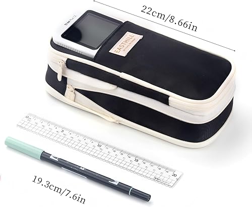 Miniatura 3 de EASTHILL - Estuche grande de lápices, bolígrafos para niñas adolescentes, Negro -