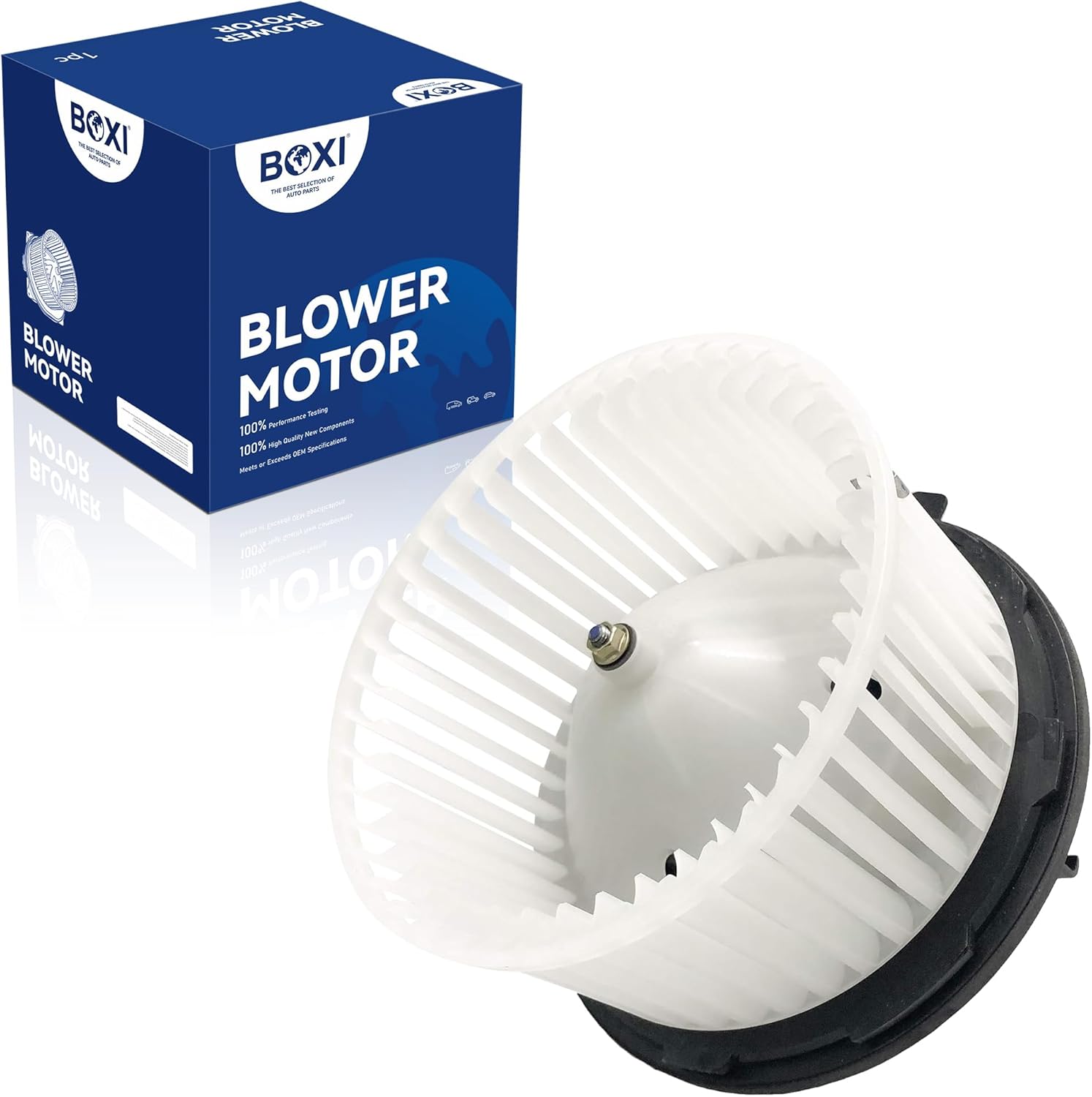 BOXI 700191 AC Blower Motor with Fan Fits for 2003 2004 2005 2006 2007 for Chevy Silverado 1500 2500 Avalanche for GMC Sierra for Cadillac Escalade HVAC Heater Blower Motor Replace# 89019320 PM9201