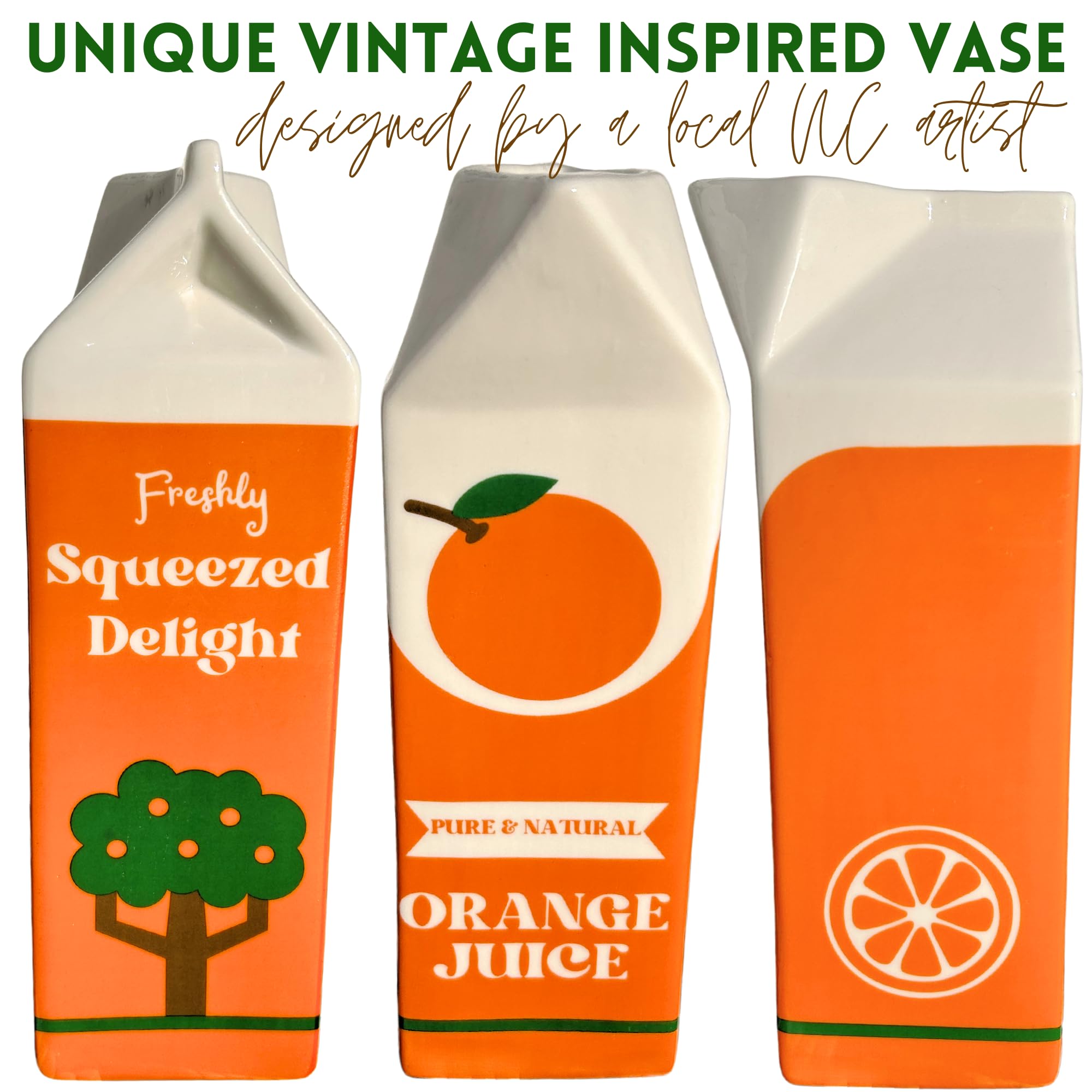 Fhlprte Vintage Orangensaft-Vase - Kreative Keramik-Blumenvasen Im Juice-Box Design