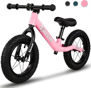 12" Balance Bike for 2, 3, 4, 5 Year Old Boys and Girls, Lightweight Nylon Frame Toddler Training Bike No Pedal Bikes for Kids with Adjustable Seat and Air Tires