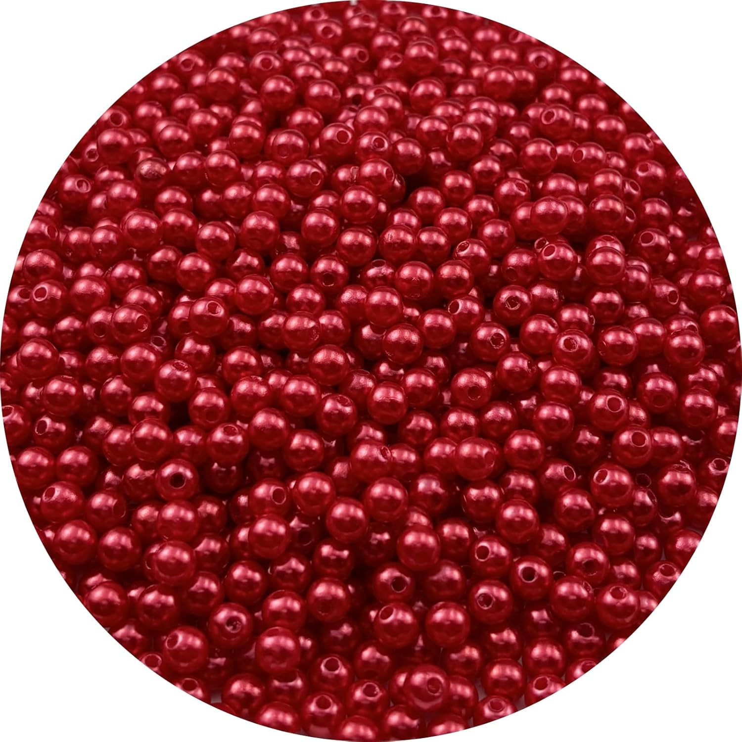 1000pcs Pearl Beads for Crafts 6mm Resin Pearl for Jewelry Making Round Bulk Pearls Beads with Hole for Sewing Crafts Decoration Necklaces Bracelets Earrings Making(Red)