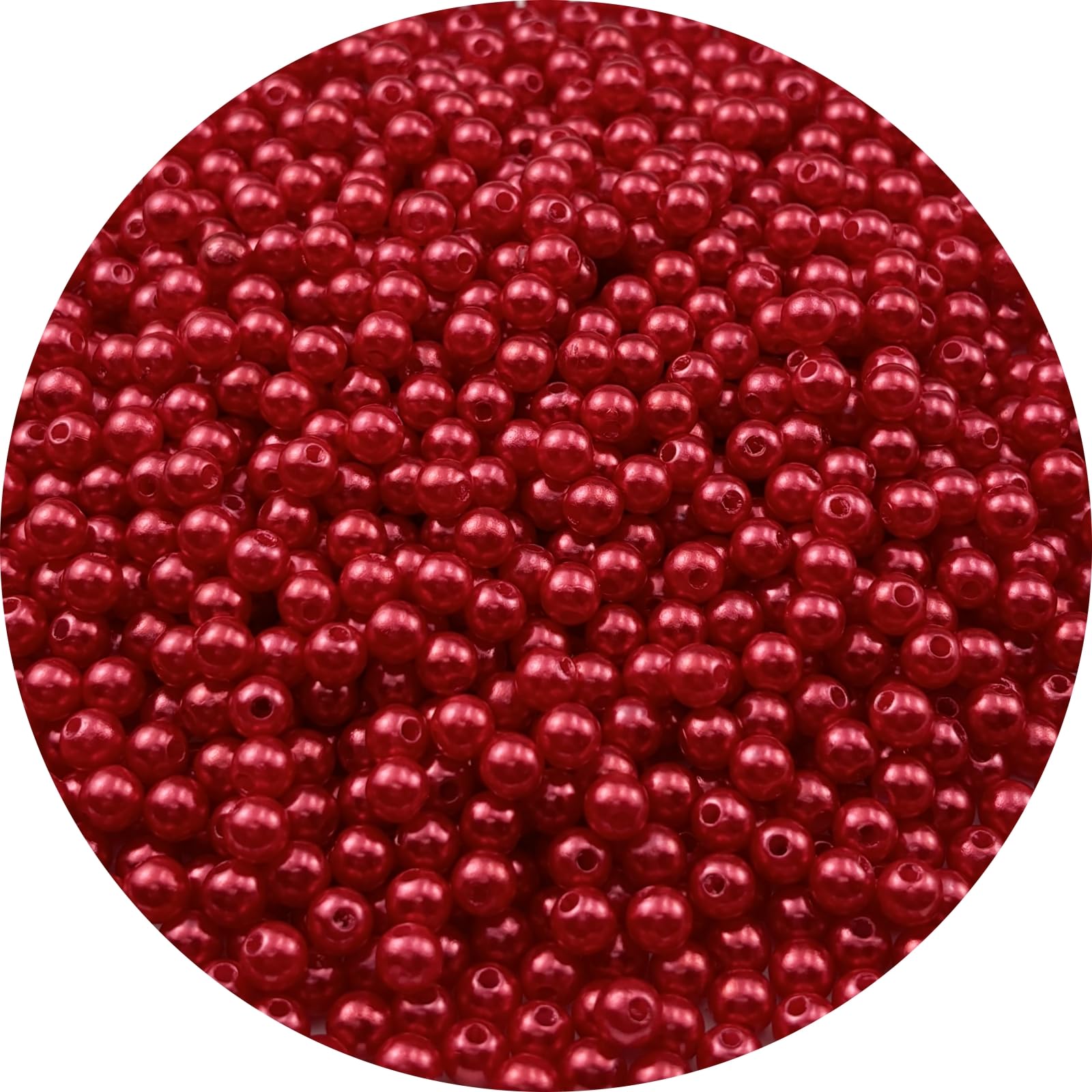 YUEXIGO1000pcs Pearl Beads for Crafts 6mm Resin Pearl for Jewelry Making Round Bulk Pearls Beads with Hole for Sewing Crafts Decoration Necklaces Bracelets Earrings Making(Red)