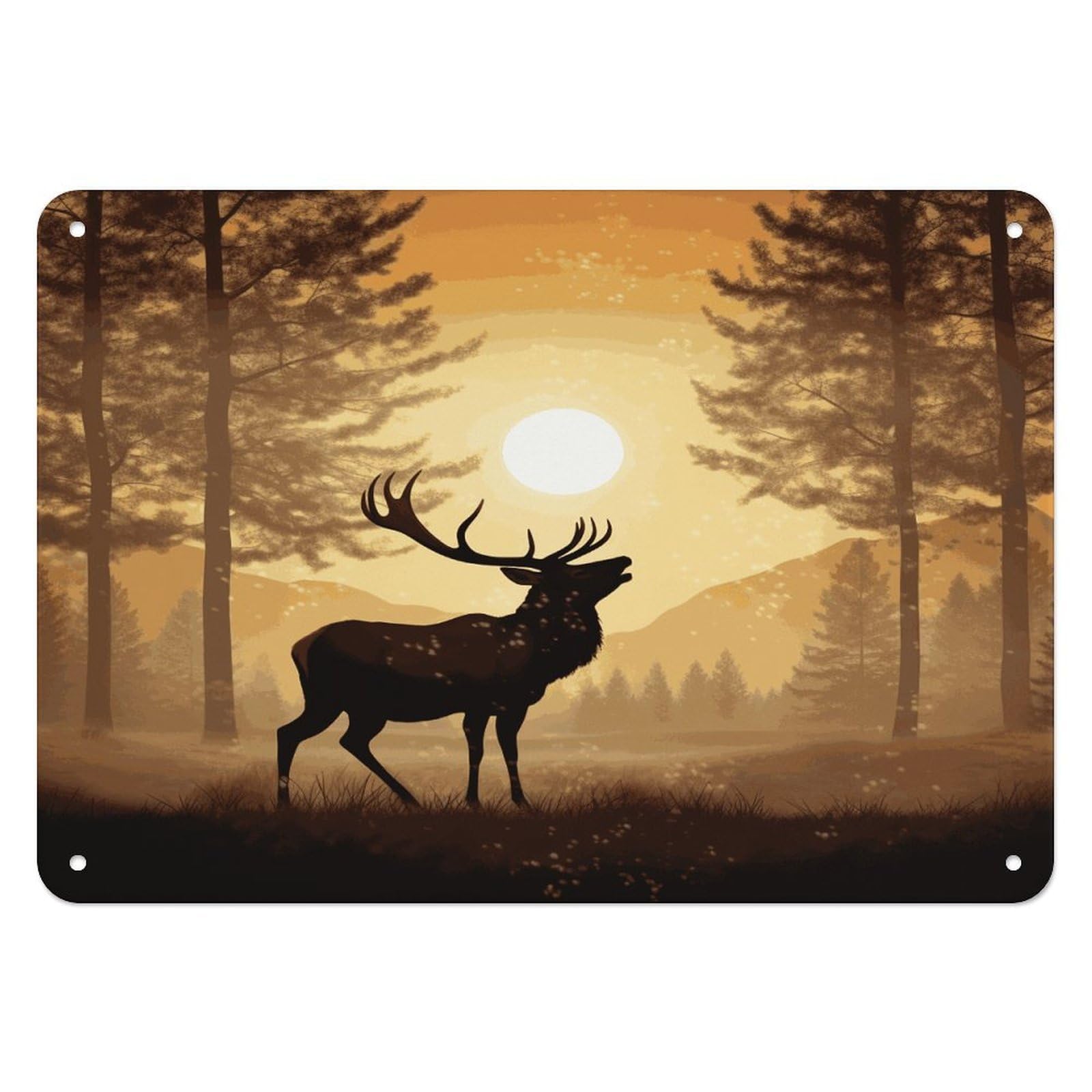 Fodpand Style Elk Artwork Retro Vintage Metal Tin Sign,Wall Art Decor Garden Plaque Poster For Bedrooms Yard Bars Pubs Patios Porches 7.9X5.5 Inch