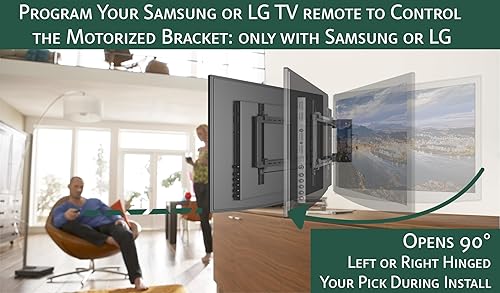 Miniatura 3 de ynVISION.DESIGN Soporte motorizado de montaje en pared para TV de 32 a 75 pulgadas con control remoto  Gira hasta 90 grados  Compatible con Samsung,