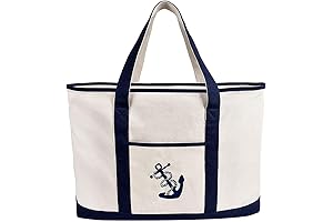 Inway 25-inch Extra Large Capacity Beach Canvas Tote Bag with Embroidered Anchor,...
