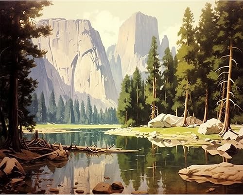 Pintura acrílica por números para el Parque Nacional de Yosemite, kit de pintura al óleo de bricolaje, paisaje natural, lienzo de dibujo con disponible en Yaxa Venezuela