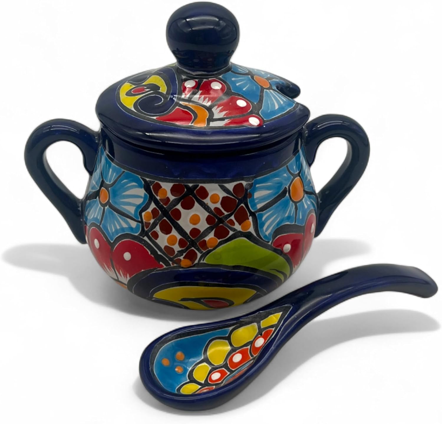 Colorful Talavera Sugar Jar | Handcrafted Mexican Pottery