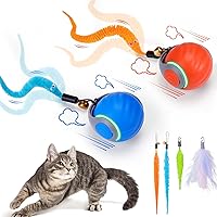 Vista 1 de BABORUI Paquete de 2 Pelotas de Juguete Interactivas para Gatos - Juguetes Interactivos Automáticos para Gatos de Interior con 3 Colas, 2