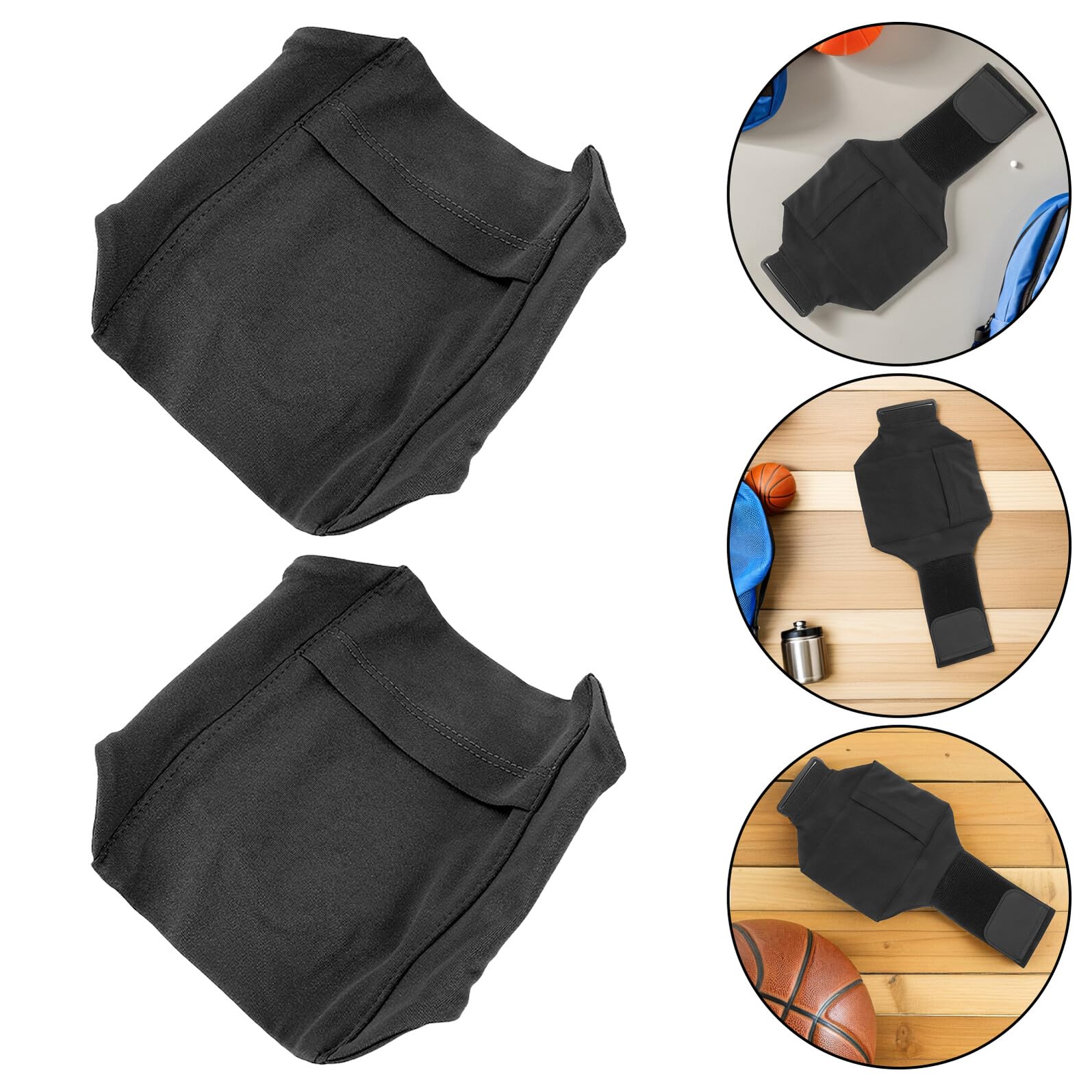 WOONEKY Lot de 3 Sangles Élastiques de Cuisse Noires pour Téléphone Portable Pochette Étanche pour Course à Pied Paquet Banane de Sport Léger et Ajustable Fitness et Running