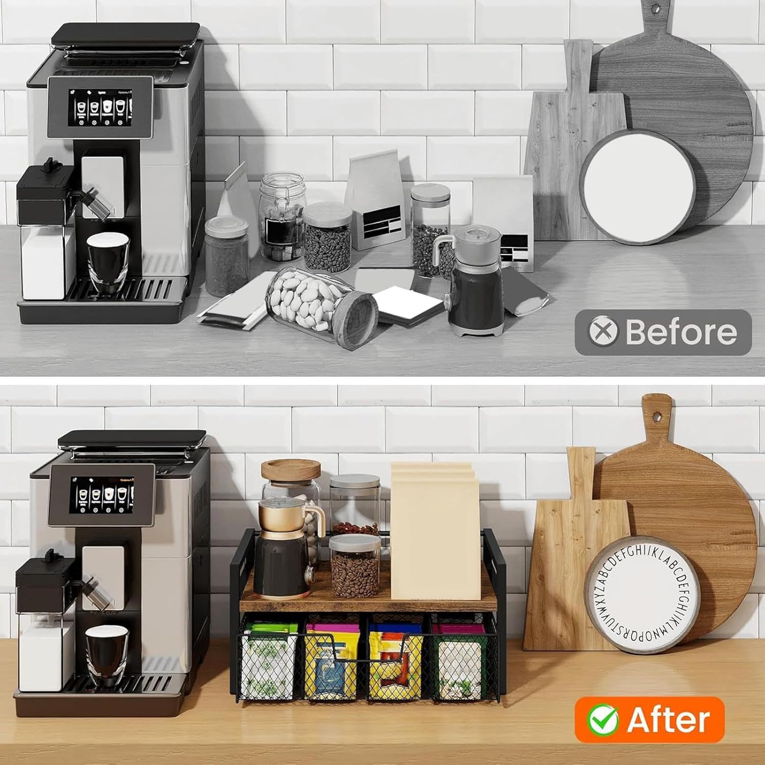 Tea Bag Holder, Rustic Vintage Anti-Slip Container for Home, Dorm, Apartment, Bar, Meditation Room, Counter & Living Room Tea Station