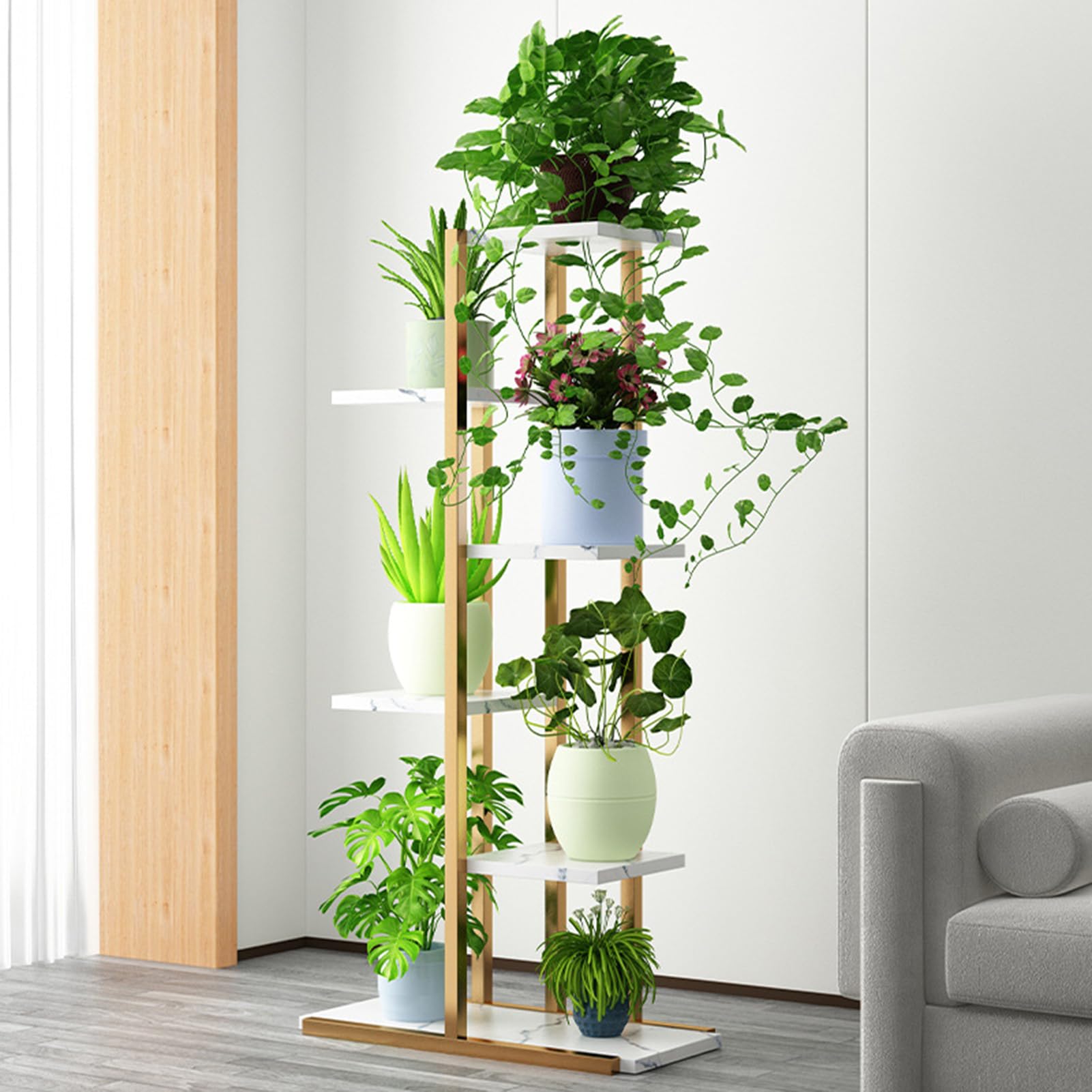 H.W.F PLANTER STAND”HIGH“ Flower Stand, High Shelf Holder for Indoor Plants, 6 Levels, 7