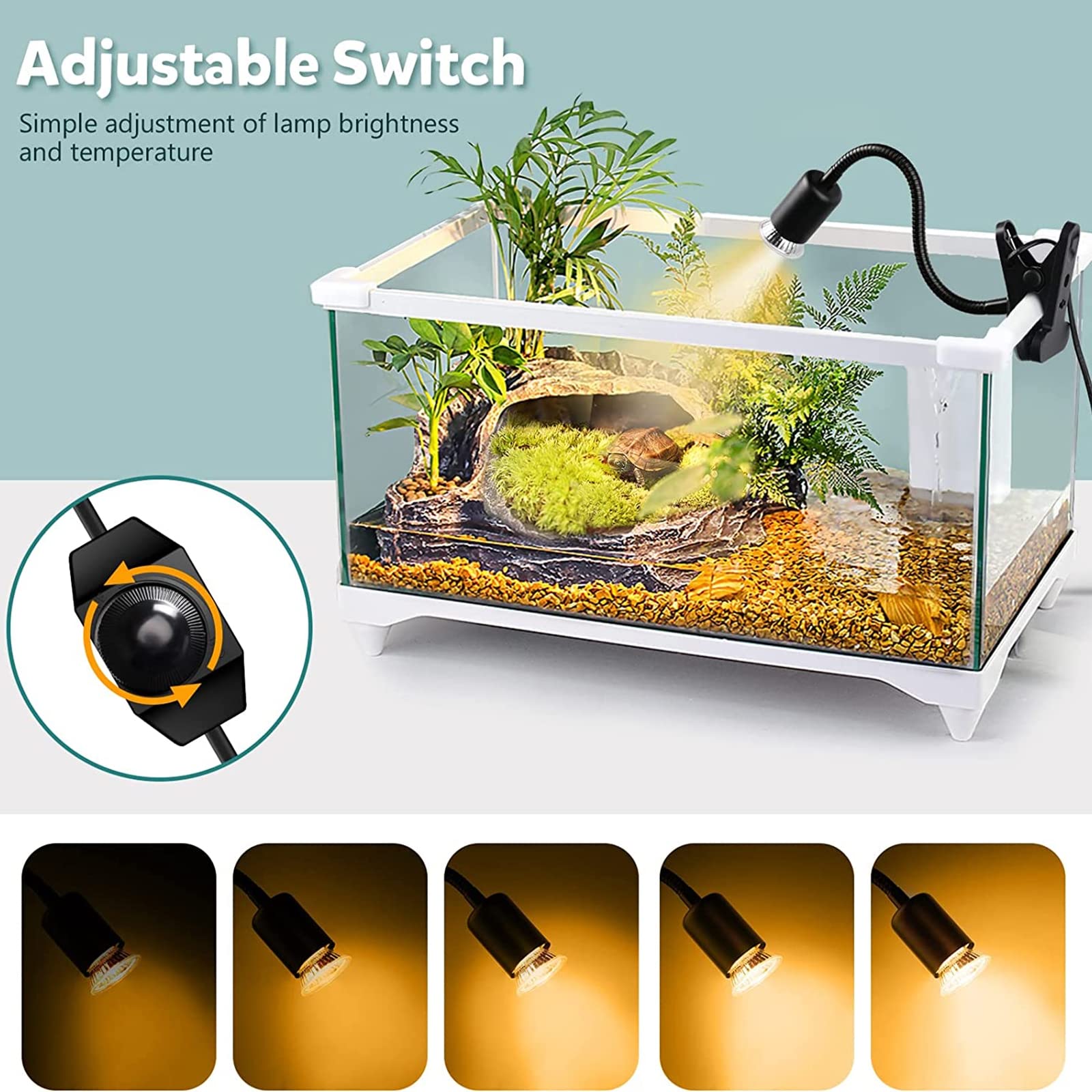 Supporto Per Lampada Rettili Regolabile - Per Terrari, Altezza 41-95cm, Per Lucertole, Tartarughe, Serpenti - Foto 5