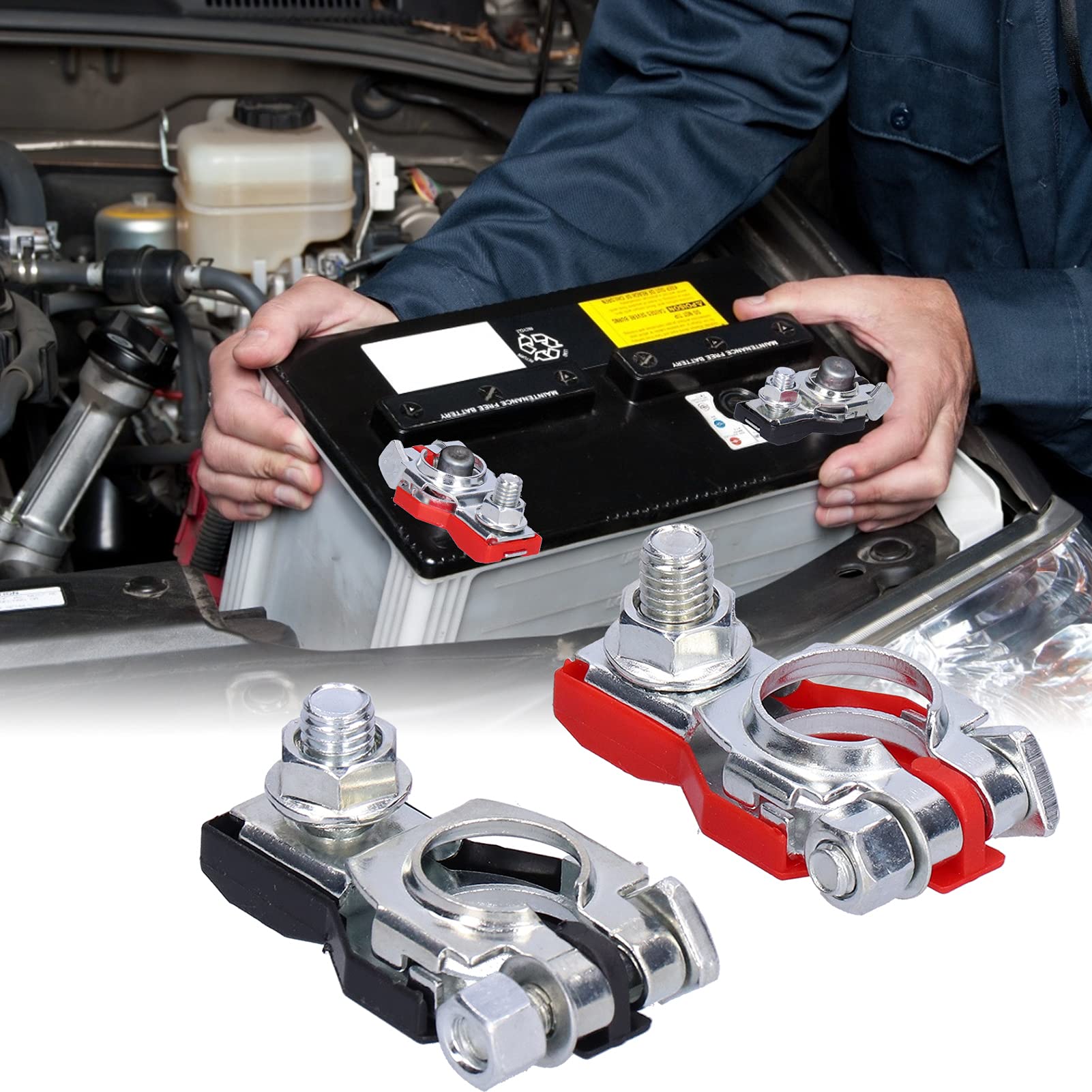 5Pair Car Battery Cable Terminal Clamps Connectors - Positive Negative Battery Terminal Set for Truck Vehicle