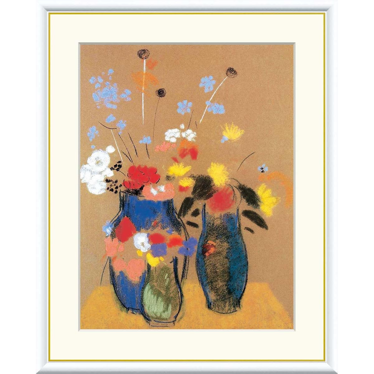 Amazon.co.jp: 絵画 世界の名画 青い花瓶の花 オディロン・ルドン 額