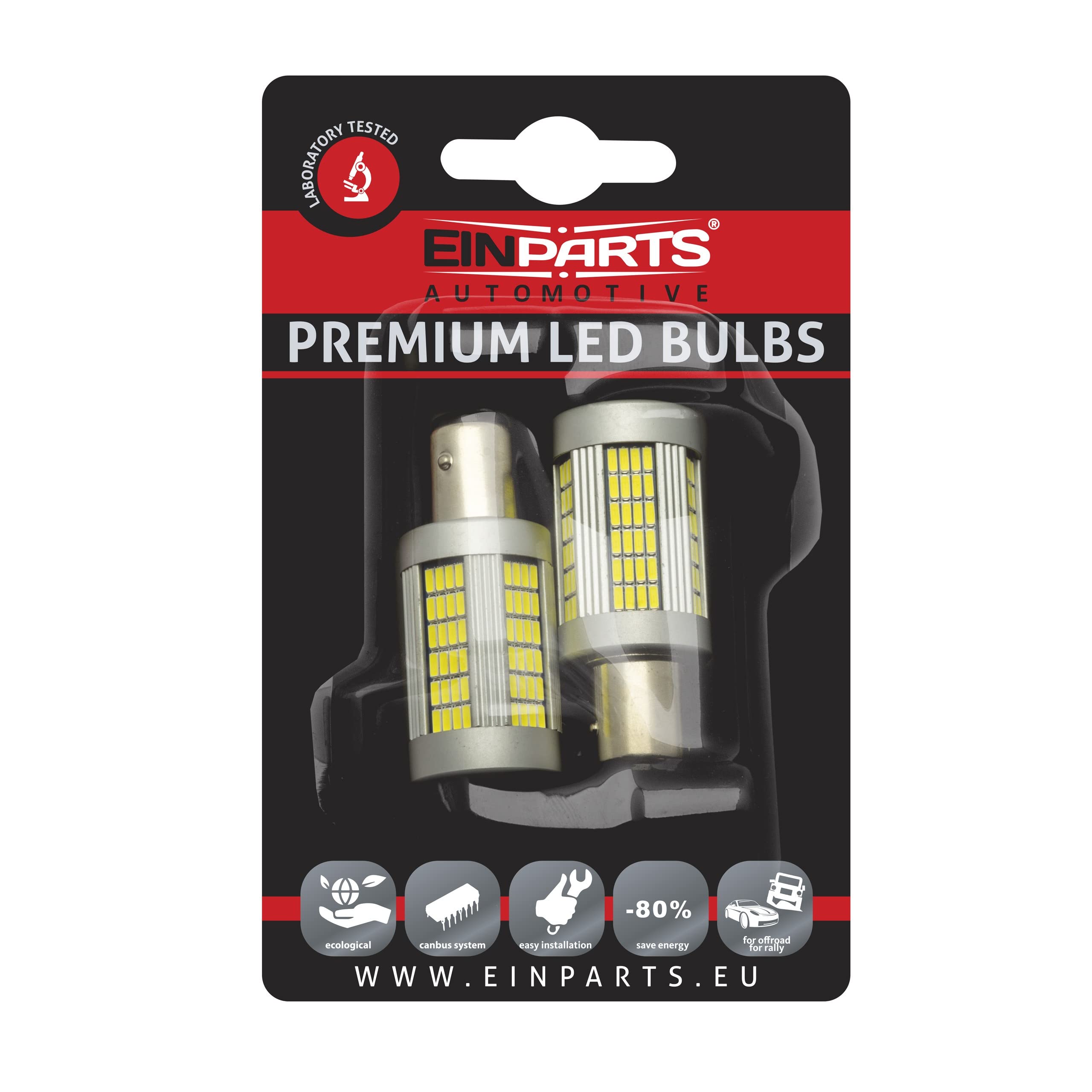 EinParts P21/5W LED Lampadine 6000K (Bianco) CANBUS 12V per Auto 135 x SMD 2016 LED, BAY15d