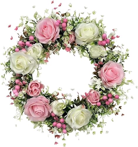 Sclmgo Front Door Wreath Ornament Spring Summer Wreath for Birthday Window Cafe