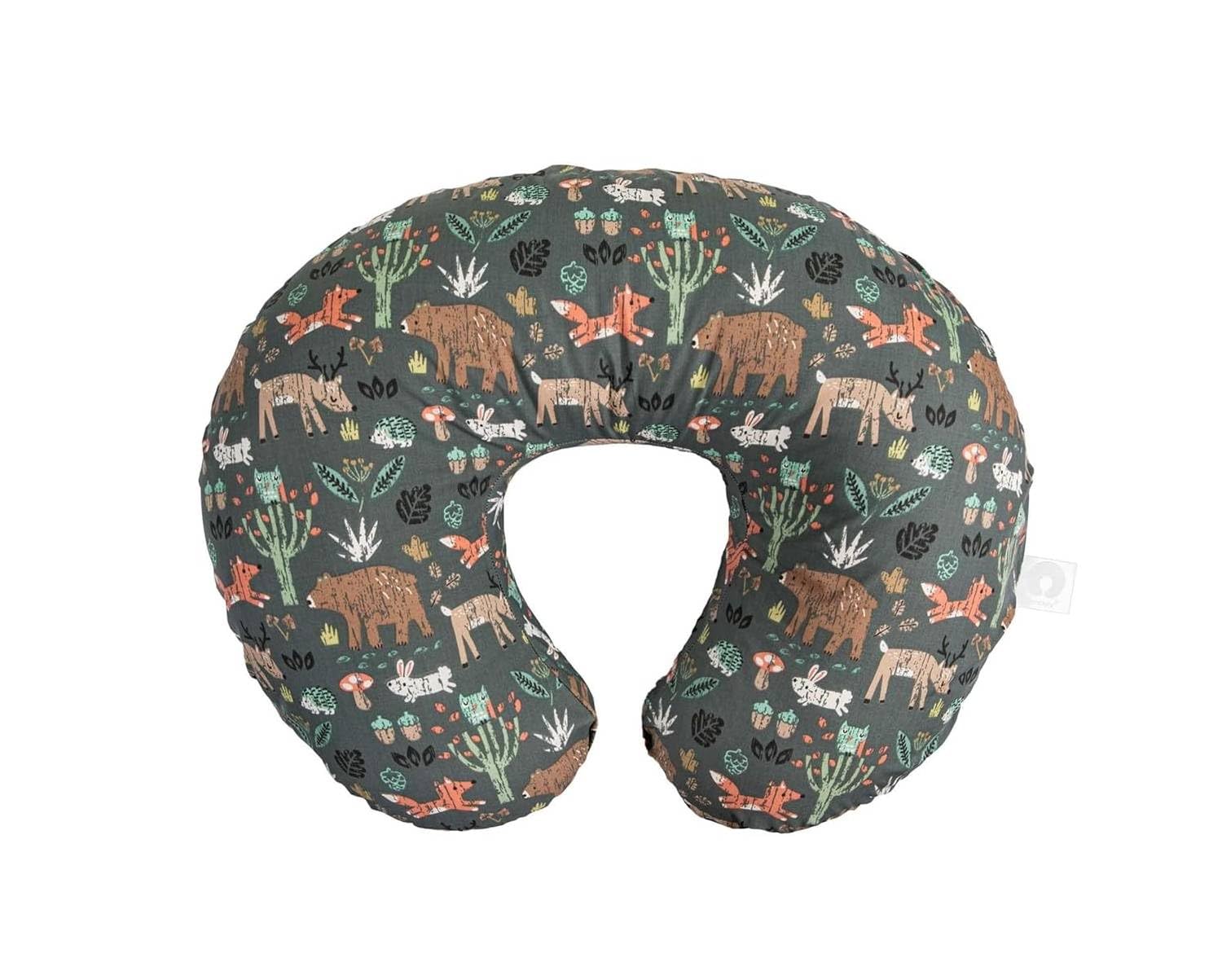 Boppy Original Nursing Pillow, Green Forest Animals, Ergonomic Nursing Essentials for Bottle and Breastfeeding, Firm Fiber Fill, with Removable Pillow Cover, Machine Washable