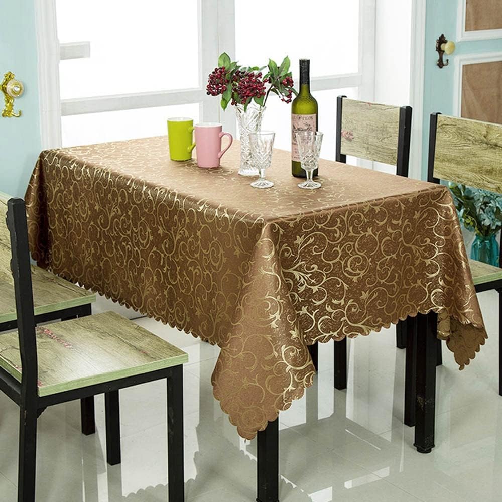 1PC Luxury Embroideried Gold Leaf 180 * 180cm Square Tablecloth Hotel Home Table Cover for Event Decoration (Color : Coffee, Size : Rectangle 1.2x1.8m)
