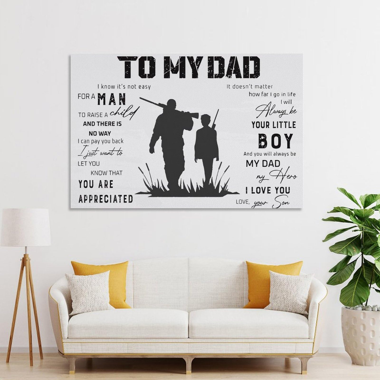 Junmoney To My Dad And Son Hunting Wall Art Print, 20x30inch(50x75cm), for Bedroom Decor, Cosy Corners Or Studios, Canvas Wall Decor for Personal Spaces