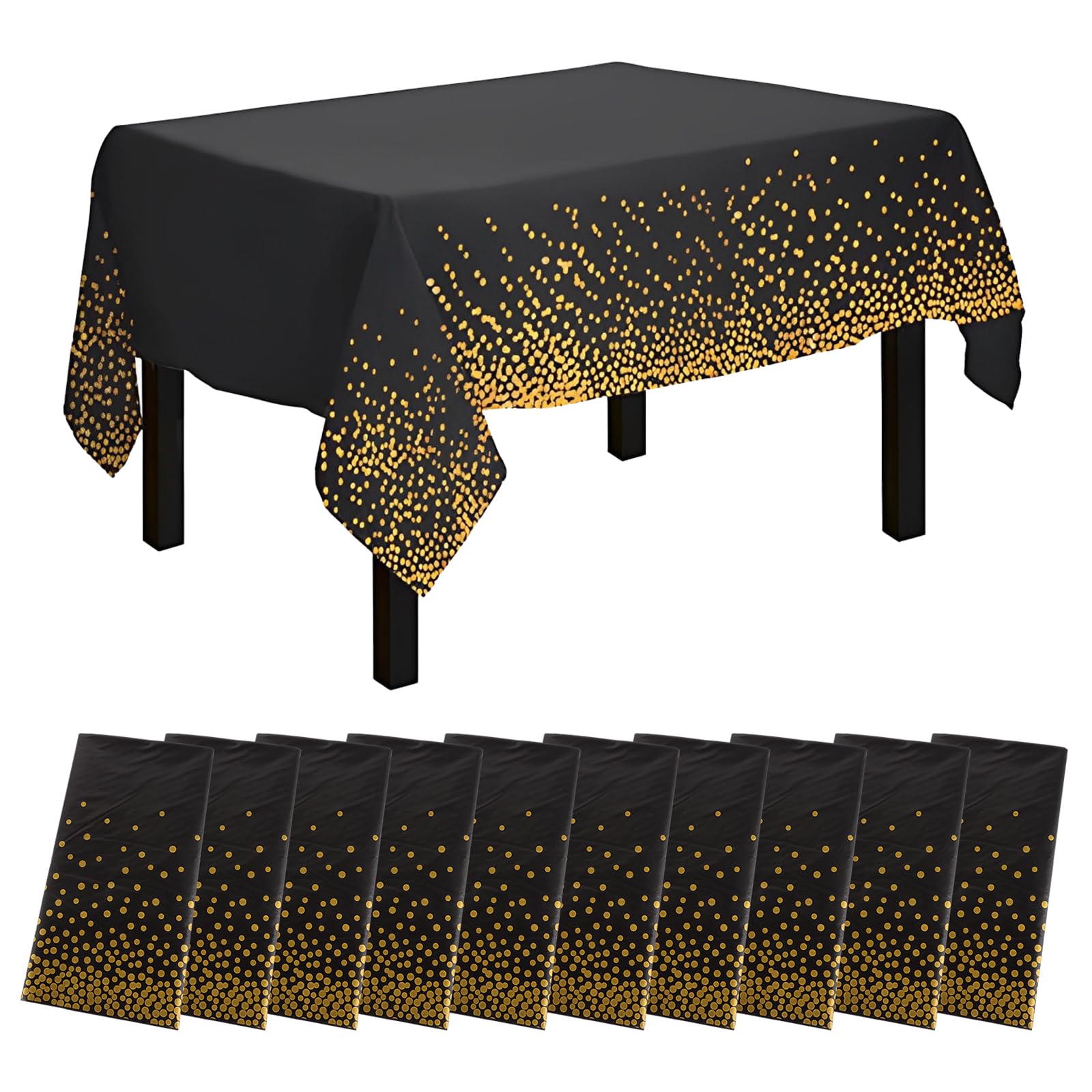 Nappe anniversaire noir et or élégante pour décoration de table de soirée