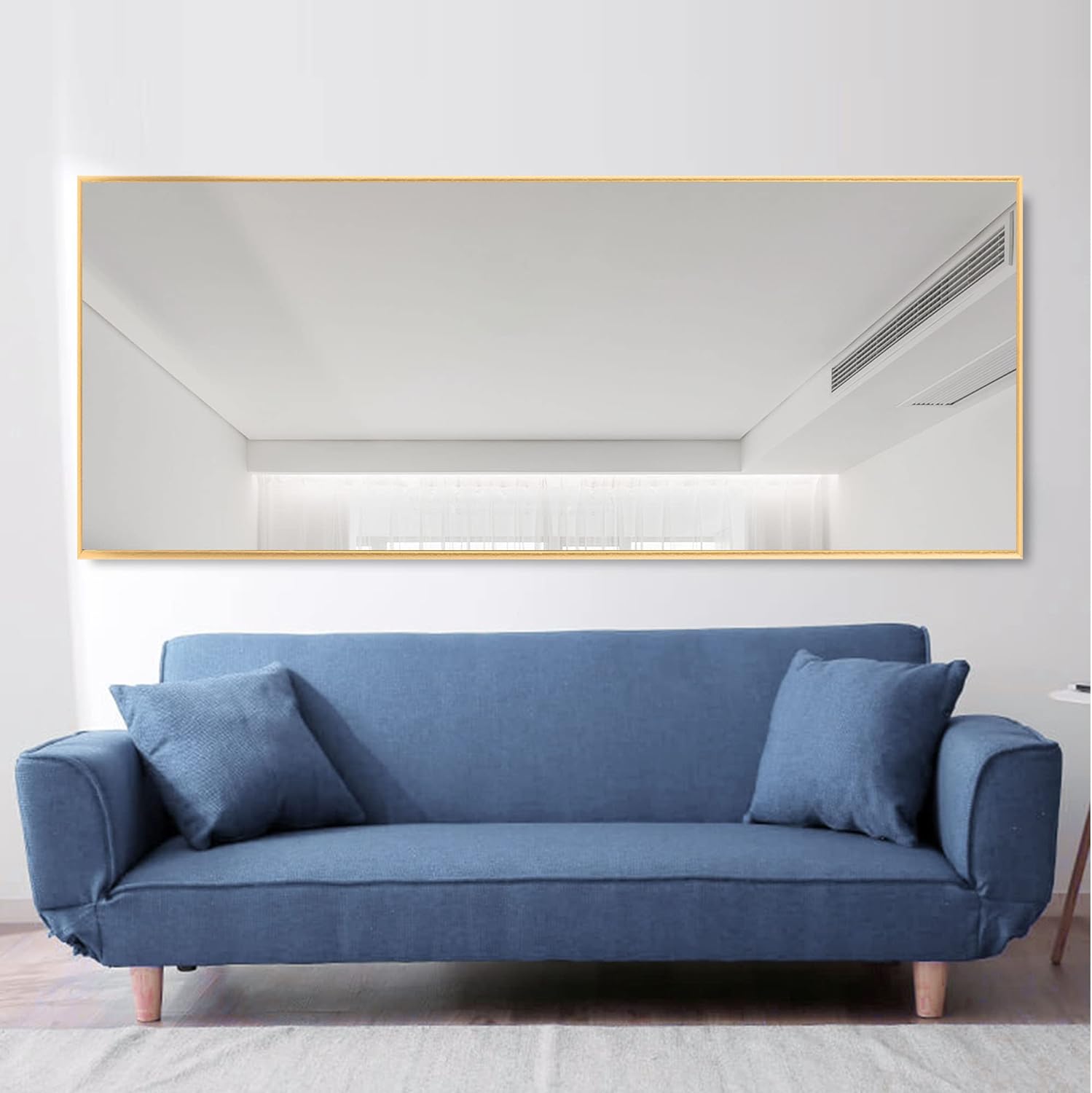 59‘’×16‘' Full Body Mirror Full Length Mirror with Gold Aluminum Alloy Frame Mirror Full Length with Stand Wall Mounted Mirror Hanging Mirror for Wall Bedroom Bathroom Living Room Decor