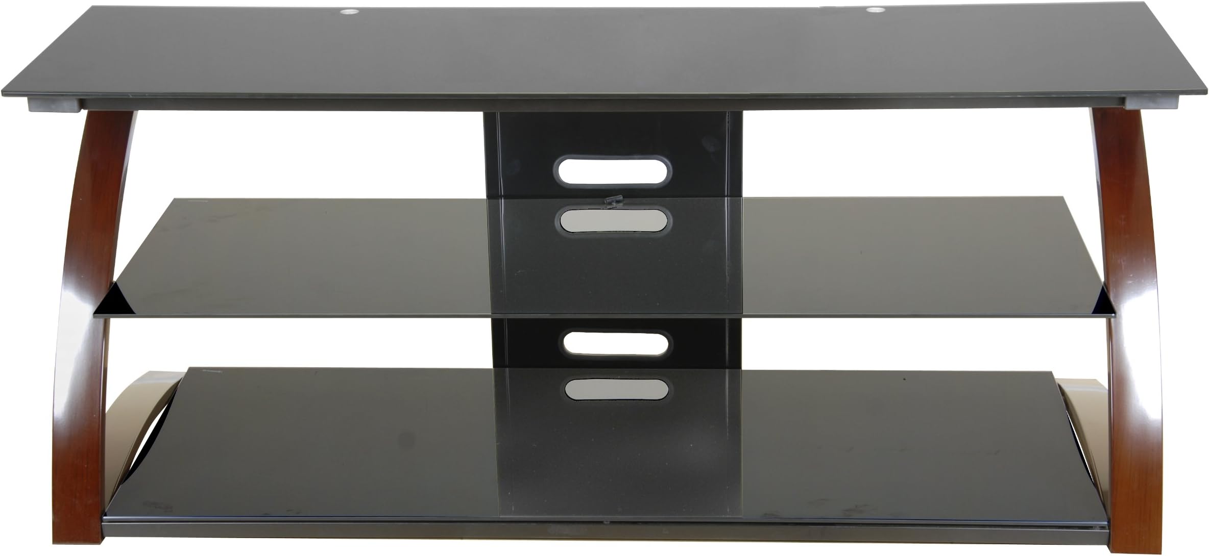 Contempo No-Tools Curved Design With Black Glass TV Stand for TV's Up To 65". Color: Black