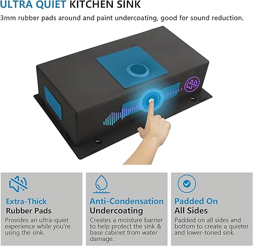 Miniatura 141 de Fregadero de lavandería de 25 x 22 pulgadas, montaje superior, acero inoxidable T304, calibre 16, 12 pulgadas de profundidad, fregadero individual