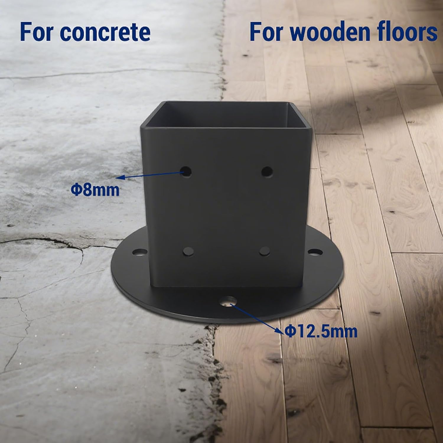 2 Pack 6x6 Post Base for Concrete,10ga Heavy Duty Fence Post Anchor, High-Strength Load-Bearing Black Metal Post Brackets for Pergola/Deck/Mailbox/Porch